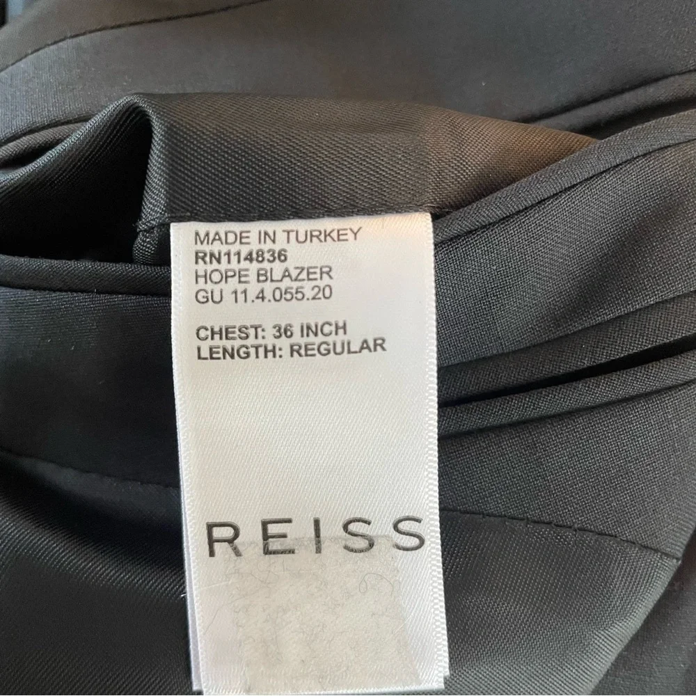 New! REISS Black Hope Wool Blend Modern Fit Blazer Suit Jacket NWT 20372